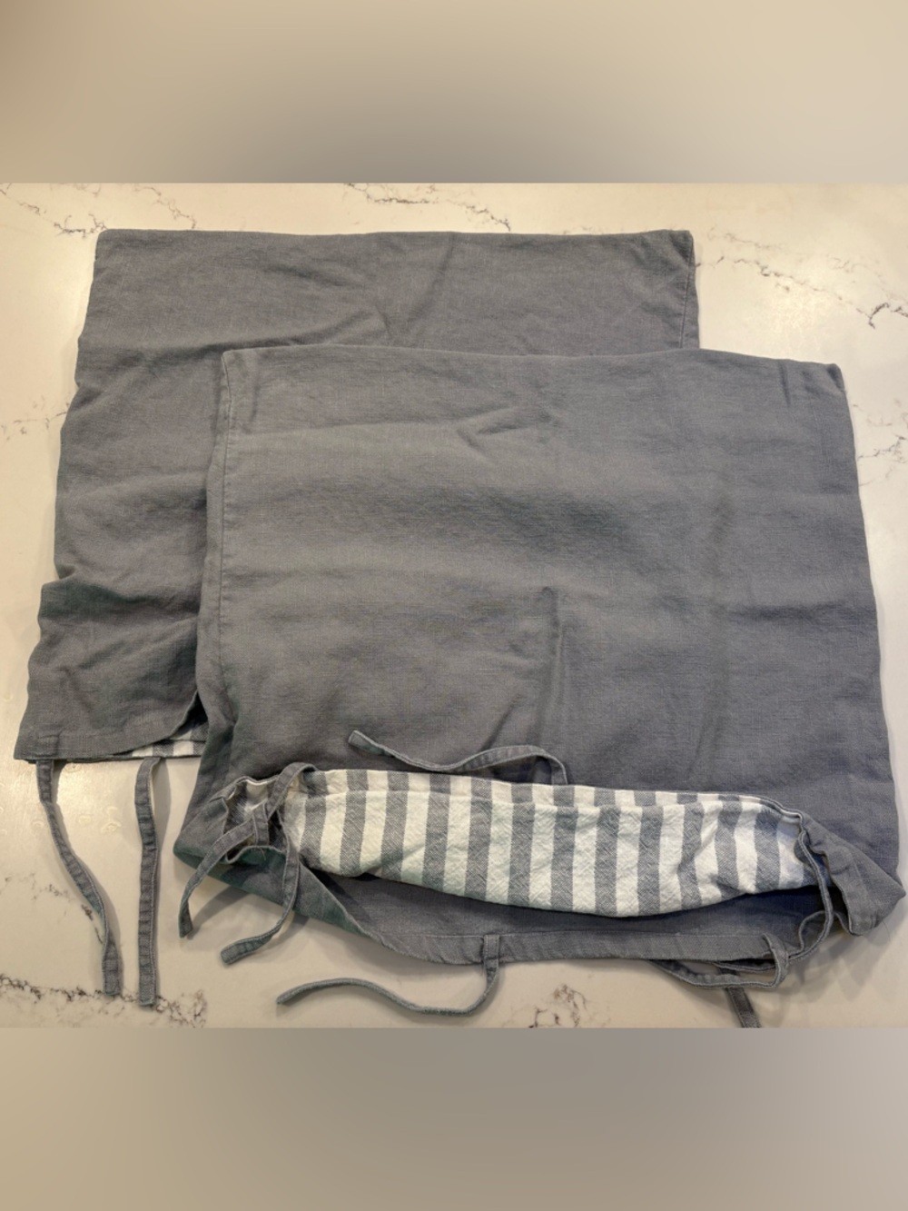 Lot of 2 Euro Pillow Shams Cotton/Linen Blend from World Market Gray Cottagecore